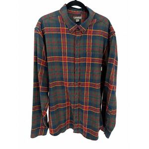 Eddie Bauer Mens TXL Tall Flannel Shirt Plaid Button Down Navy Green Red